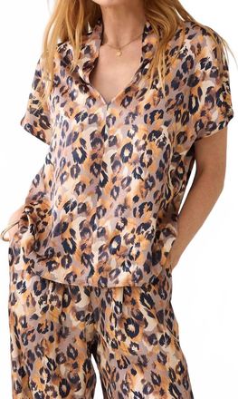 Summum Panther V-Neck Top In Multi