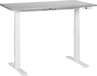 Beliani Beliani - Escritorio De Altura Regulable El&eacute;ctrico Oficina Moderna Patas Cuadradas 120 X 72 Cm Tablero Gris Soporte De Acero Blanco Destines