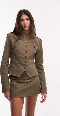 Motel Diranda - Giacca militare in twill kaki con bottoni-Verde