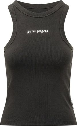 Palm Angels Tops, Dames, Zwart, S, Klassiek Logo Slim Tanktop