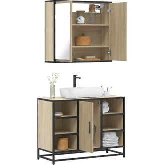 vidaXL Vidaxl - 2 Piece Bathroom Furniture Set Sonoma Oak Engineered Wood