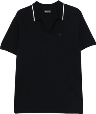 Emporio Armani V-hals Piqu&eacute; Poloshirt - Heren - Polos - Blauw - XL - Katoen - Tops