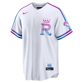 Nike Kansas City Royals City Connect Nike Mens MLB Stadium Jersey in White | RE260H3EROY-43L
