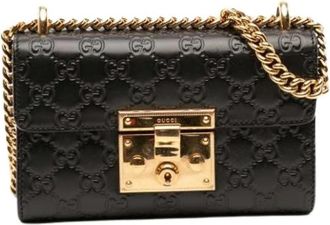 Gucci Pre-owned Padlock Crossbody Bag - Dames - Vintage Schoudertas - Zwart - ONE Size - Leer - Vintage