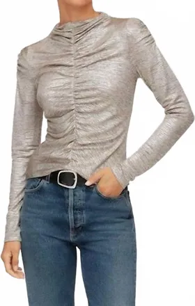 Fifteen Twenty Ruched Selena Top In Gold Dust
