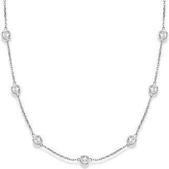 Allurez Lab Diamonds By The Yard Station Necklace 14k in White Gold at Nordstrom, Size 18