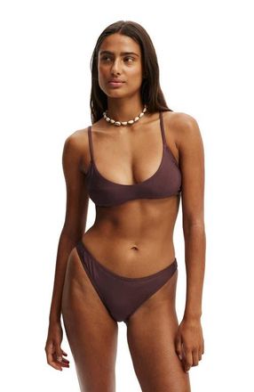Cotton On Womens Super Scoop Bikini Top in Willow Brown Shimmer at Nordstrom, Size X-Small