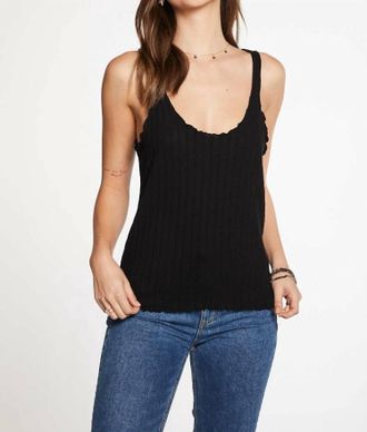 Chaser Poor Boy Rib Double Scoop Lettuce Edge Tank In True Black