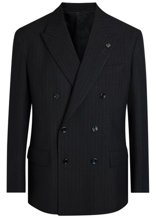 Lardini Pinstriped Double-breasted Wool Blazer - Black - 52 (UK42 / XL)