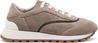 Brunello Cucinelli Monili-chain sneakers - women - Suede - 38 1/2 - Neutrals