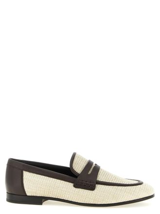 Brunello Cucinelli Beige Raffia Loafers