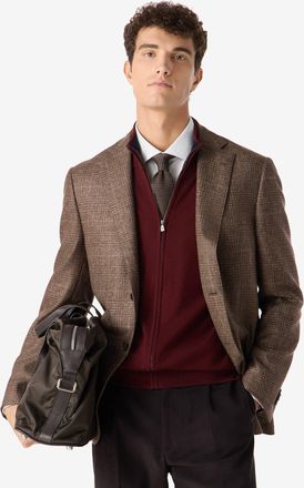 Corneliani Brown glen plaid wool jacket
