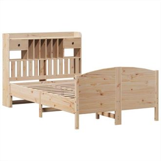 vidaXL Cama Con Estanter&iacute;a Sin Colch&oacute;n Madera Maciza De Pino 135x190cm Vidaxl