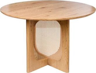 Beliani Beliani - Modern Dining Table mdf with Rattan &oslash; 120 cm Living Room Furniture Light Brown Karlo
