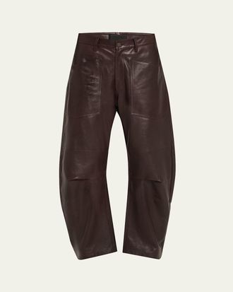 Nili Lotan Shon Barrel Leather Pants
