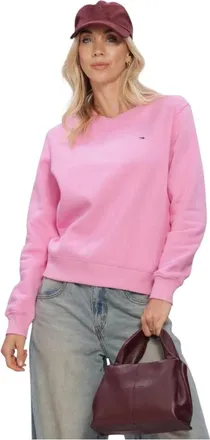 Tommy Jeans Hoodies & sweatvesten, Dames, Roze, XS, TJW REG S Flag Crew