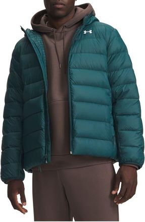 Under Armour Legend Down Hooded Performance Puffer Jacket in Arden Green//White at Nordstrom, Size Xx-Large