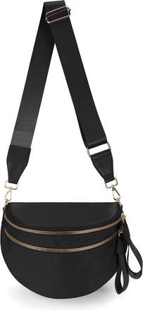 Generic Crossbody Bag for Women and Girls Bum Handbag, Durable Strap Roomy Versatile Mom-Friendly Diaper Bag with Different Pockets (Black)