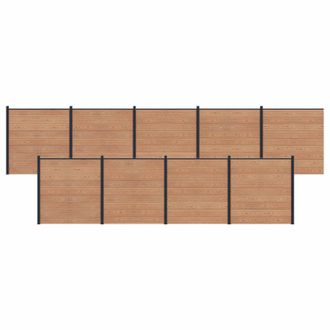 vidaXL Panel De Valla 9 Pcs Wpc Y Aluminio Marr&oacute;n Vidaxl