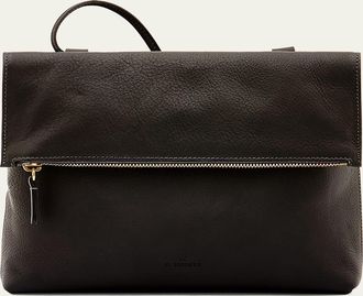 IL BISONTE Anna Fold-Over Flap Leather Crossbody Bag