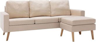 vidaXL Sof&aacute; De 3 Plazas Con Reposapi&eacute;s De Tela Crema Vidaxl