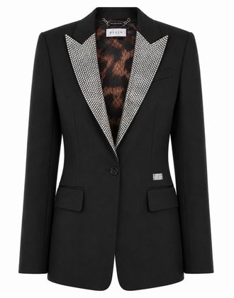 Philipp Plein Single Breasted Fit Blazer Crystal Strass