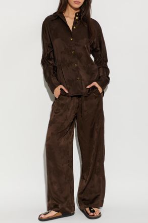 Ganni Wide-leg Trousers, Womens, Brown