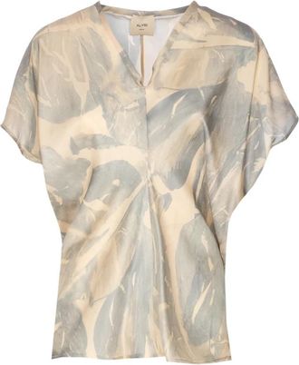 Alysi Printed Silk Blouse - Dames - Blouses - Veelkleurig - M - Overhemden