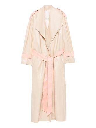 Liska belted leather trench coat - women - Silk/Calf Leather - 36 - Neutrals