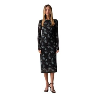 Patrizia Pepe Midi Jurk - Dames - Casual kleedjes - Zwart - S - Kleedjes