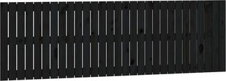 vidaXL Cabecero De Cama De Pared Madera Maciza Pino Negro 185x3x60 Cm Vidaxl