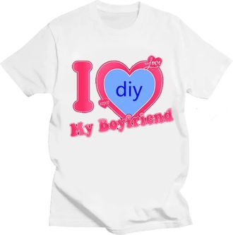 Generic Personalized T-Shirt Custom I Love My Boyfriend/Girlfriend Printed Tee Personalized Picture Tshirt Women Men Casual Tops Streetwear Valentine Day Coup