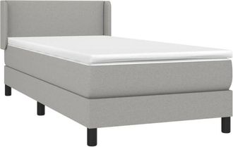 vidaXL Cama Box Spring Con Colch&oacute;n Tela Gris Claro 90x190 Cm Vidaxl
