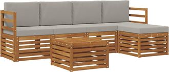 vidaXL Conjunto De Sof&aacute;s De Exterior 6 Uds. Natural Y Gris Claro Vidaxl