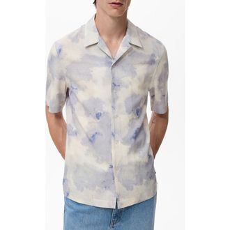 Mango Printed Bowling Shirt in Light/pastel Grey at Nordstrom, Size Small