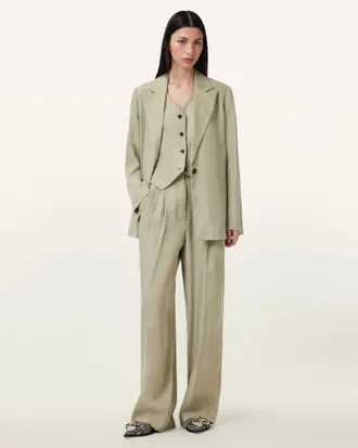 AllSaints Womens Lyocell/Modal Averie Tencel Wide Leg Trousers, Size: UK 14/US 10