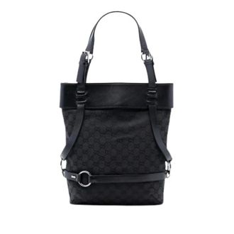 Gucci Pre-owned Tote Bags, female, Black, Size: ONE SIZE Pre-owned Canvas Tote Bag