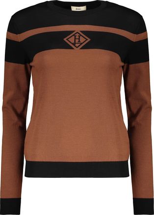 Herno Modern Striped Brown And Black Sweater