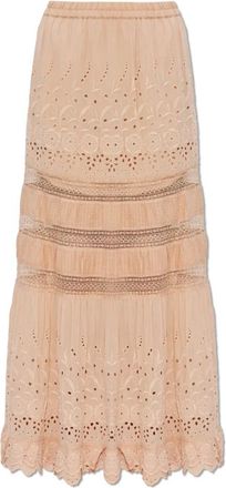 AllSaints Camille Geborduurde Maxi Rok met Volant - Dames - Maxi Rokken - Roze - 2XS - Katoen - Rokken