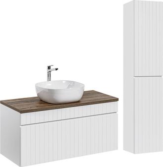 Petits Meubles Conjunto mueble lavabo individual tableros laminados blanco