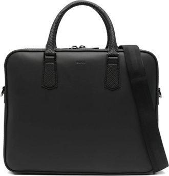 HUGO BOSS Tassen, Heren, Zwart, ONE Size, Leer, Laptoptas
