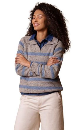 Celtic & Co. Donegal Striped Polo Sweater in Oatmeal Stripe at Nordstrom, Size X-Small