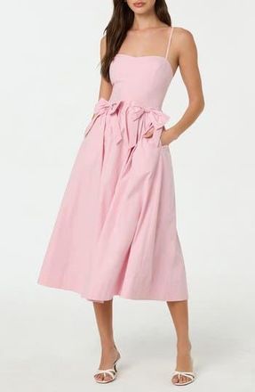 ASTR the Label Poplin Bow Detail Midi Dress in Soft Pink at Nordstrom Rack, Size Medium