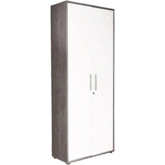 Dmora Dmora - Libreria a 2 ante e 4 ripiani con serratura, scaffale per libri e documenti, Libreria portaoggetti da ufficio, cm 79x34h188, colore Bianco e