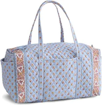 Vera Bradley Large Original Quilted Duffle Bag in Blue Leaf at Nordstrom