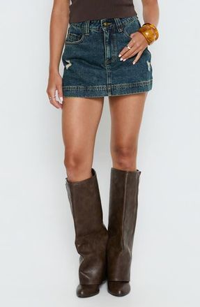 Princess Polly Gazelle Distressed Denim Skort in Vintage Blue Wash at Nordstrom, Size 2