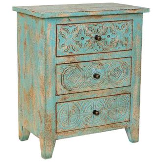 Wanderlust Deco Mesita De Noche De Madera Verde 50x30x60h Cm