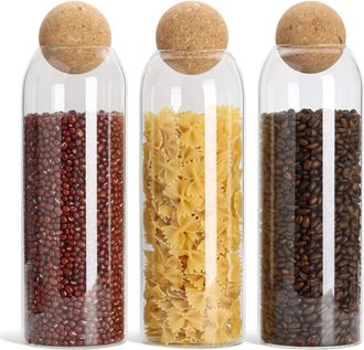 OEM Tarros De Almacenamiento De Vidrio De 1300 Ml, Tarro De Vidrio De Borosilicato Herm&eacute;tico Con Tapa De Corcho Y Junta, Apto Para Lavavajillas, Juego De 