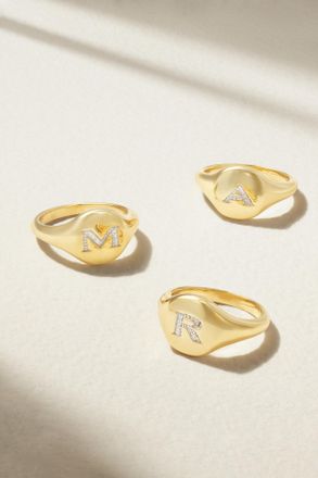 David Yurman Anello Chevalier In Oro 18 Carati Con Diamante Initial