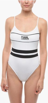 Karl Lagerfeld Two-Tone One Piece Swimsuit with Printed Logo size Xs